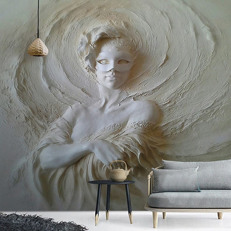 Vintage Masked Lady Wallpaper - Elegant Home Wall Decor for Living Room, Bedroom & Office | Peel and Stick Removable Wallpaper