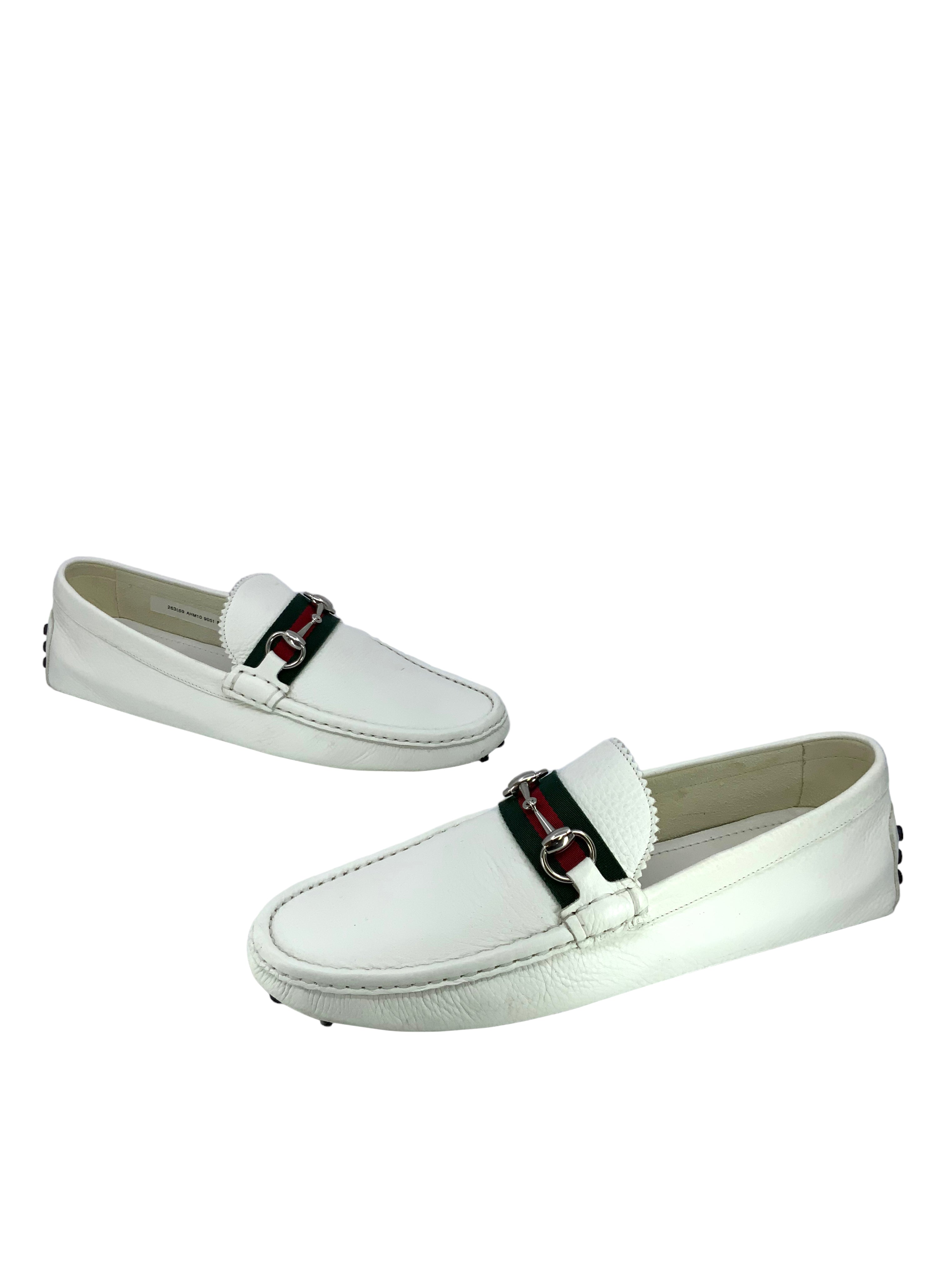 GUCCI Horsebit Web Leather Men's Driving Loafers Size 9.5 - Premium Italian Designer Shoes for Business Casual & Luxury Travel - Perfect for Office, Parties & Formal Events