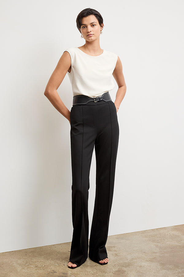 Stylish Hart Flare Trouser in Black Butter Ponte Fabric - Perfect for Work, Office & Casual Wear