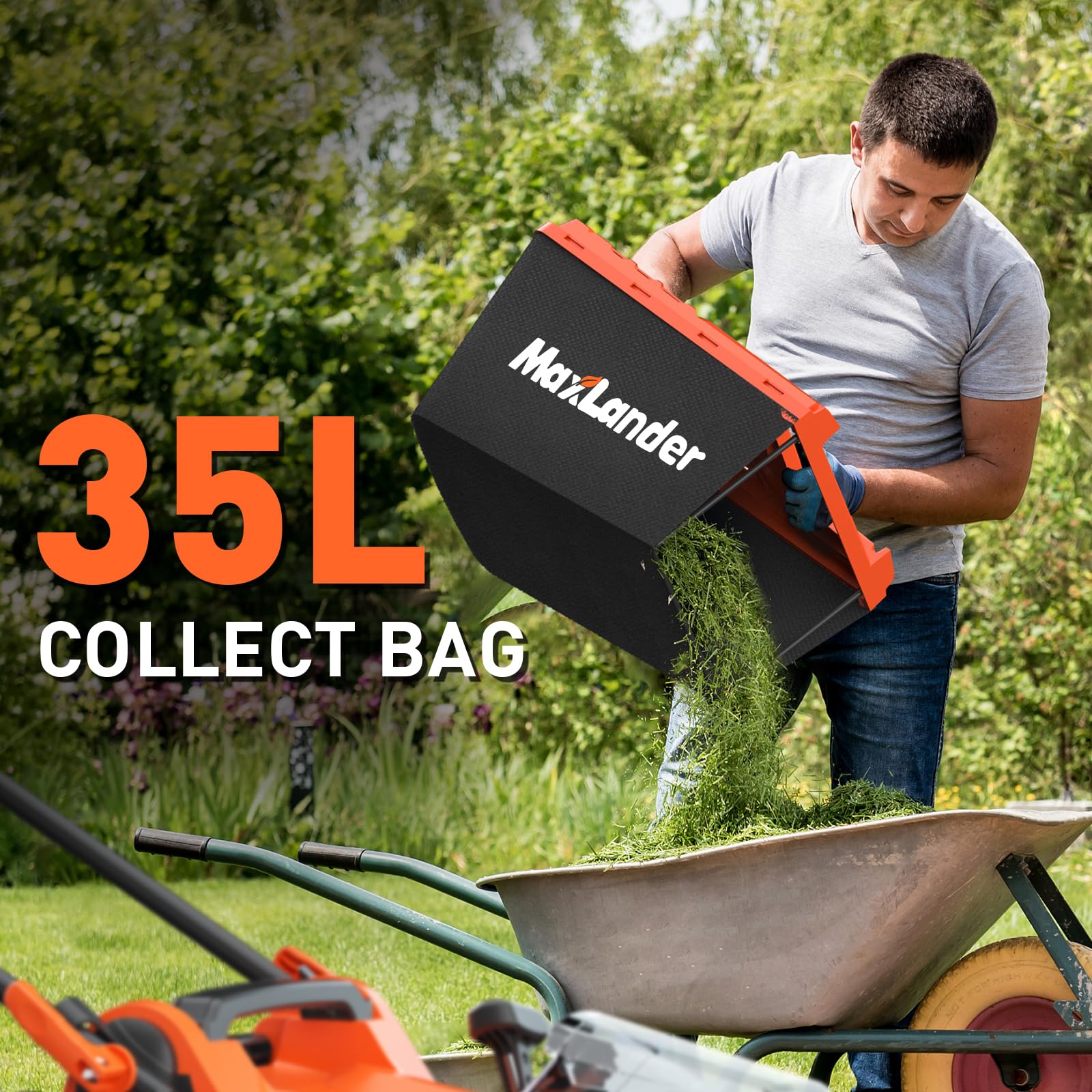 Maxlander 15-Inch 40V Cordless Electric Lawn Mower with Brushless Motor - 2-in-1 Battery Powered Lawn Mower, 6-Position Height Adjustment, Includes 2PCS 4.0Ah Batteries & Charger - Perfect for Small to Medium Yards, Residential Lawn Care & Eco-Friendly Landscaping
