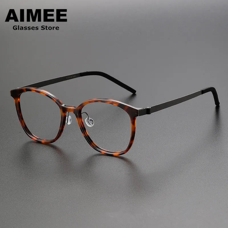 Aimee Women's Full Rim Square Acetate Titanium Eyeglasses 41851 - Lightweight & Durable Frame for Work, Reading & Fashion (Available in Multiple Colors)