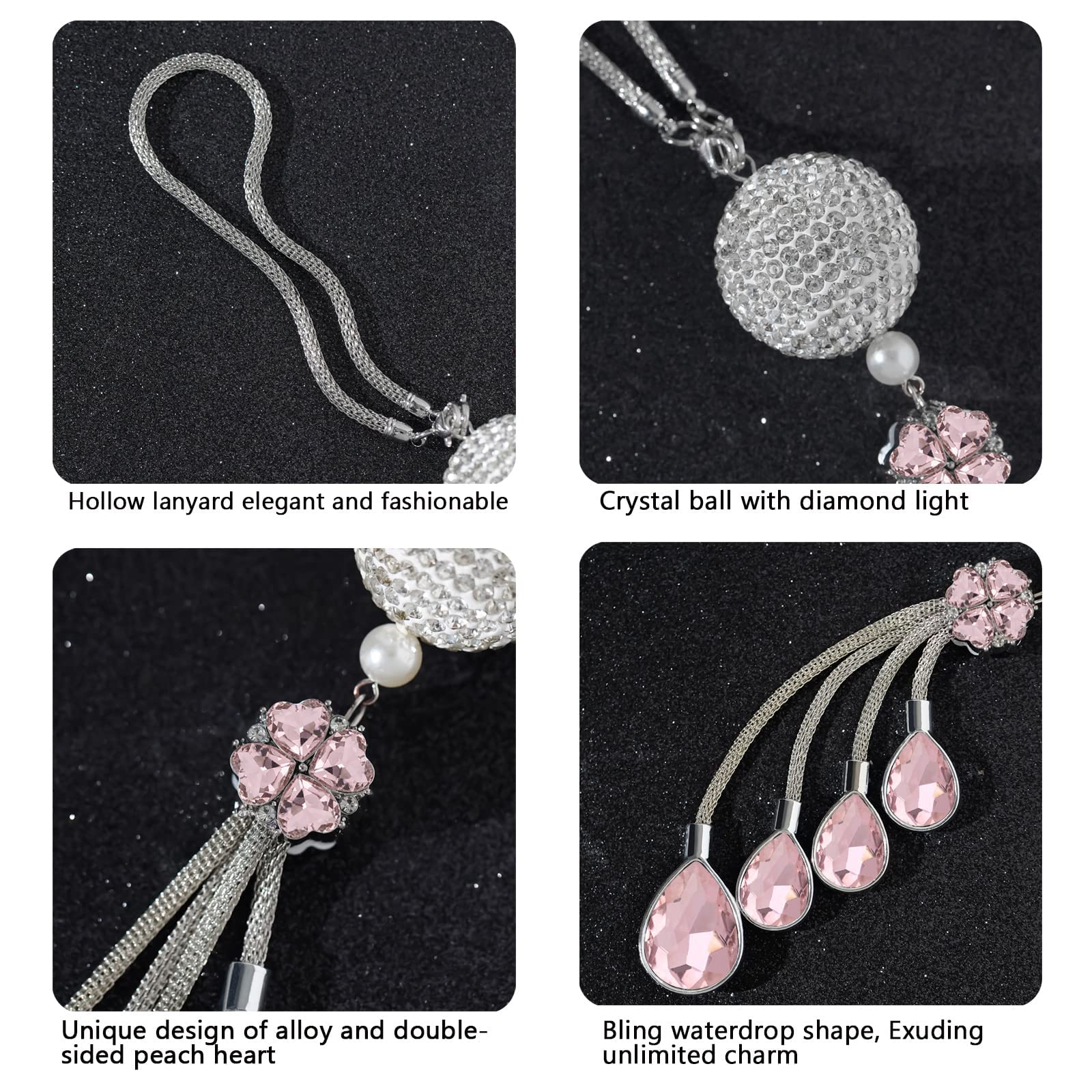 Lucky Crystal Sun Catcher Car Charm - 30mm Pink for Rearview Mirror Decor