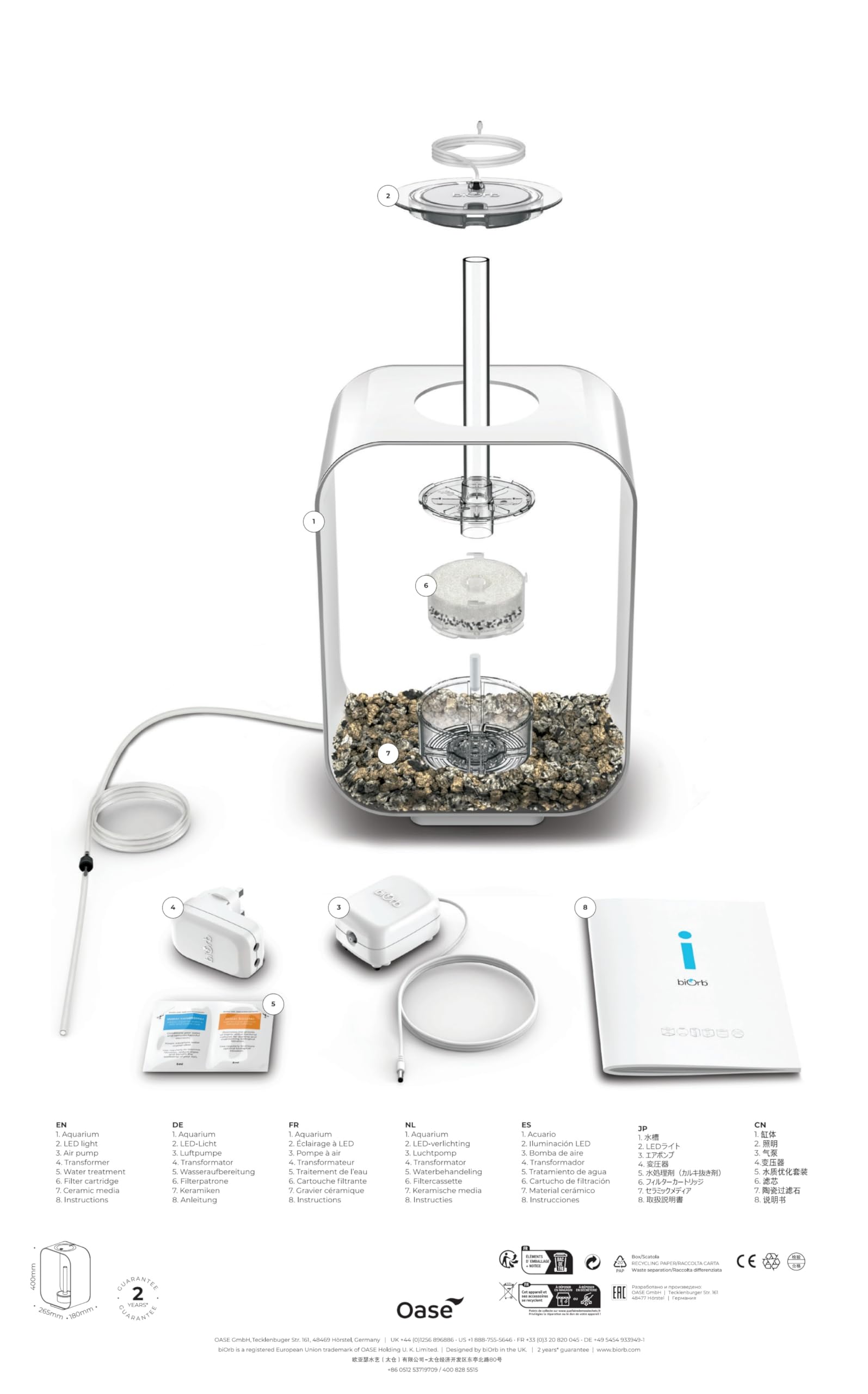 biOrb Life 15 Acrylic 4-Gallon Aquarium with White LED Lights - Modern Compact Fish Tank for Tabletop or Desktop Display in Black - Perfect for Home, Office Decor or Small Space Aquascaping