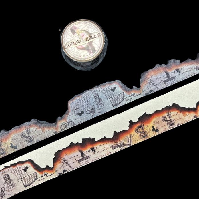 Burnt Edges Washi Tape - Vintage Decorative Paper Tape for Scrapbooking, Journaling, DIY Crafts & Gift Wrapping - Perfect for Bullet Journals, Planners, and Home Decor