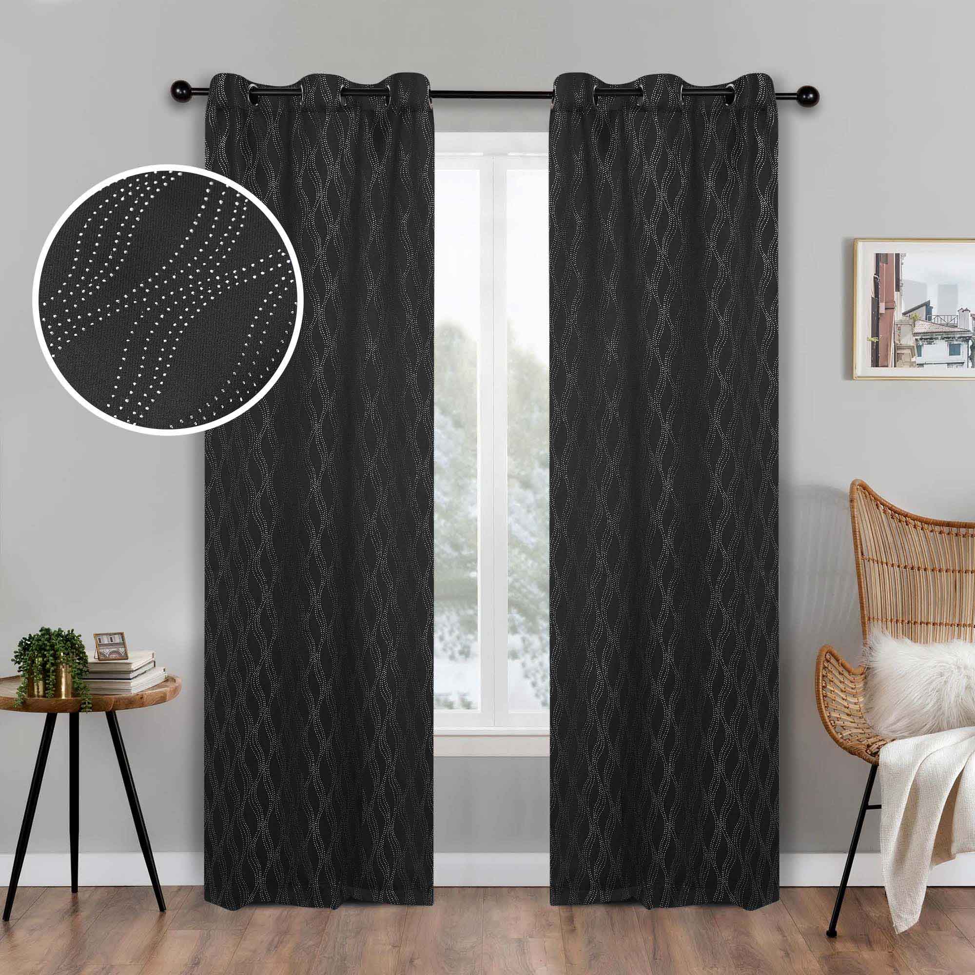 Zuri Textured Washable Blackout Curtains for Bedroom - Thermal Insulated Room Darkening Window Drapes (Set of 2 Panels) - Perfect for Nursery, Home Theater & Light Sleepers