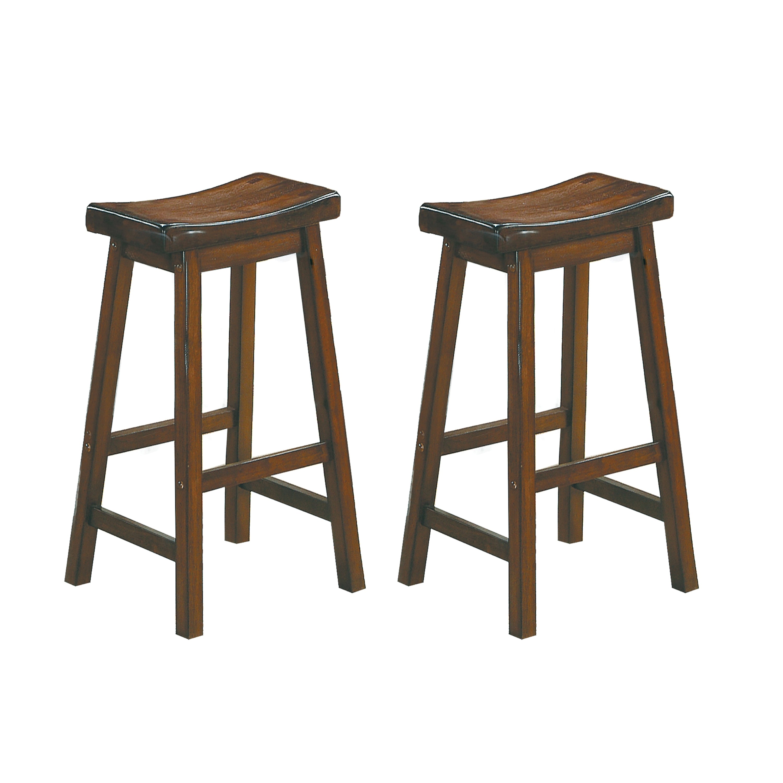 29 Inch Bar Height Stools Set of 2 - Solid Wood Saddle Seat Stools with Cherry Finish - Perfect for Kitchen Island, Breakfast Bar & Casual Dining Room Furniture