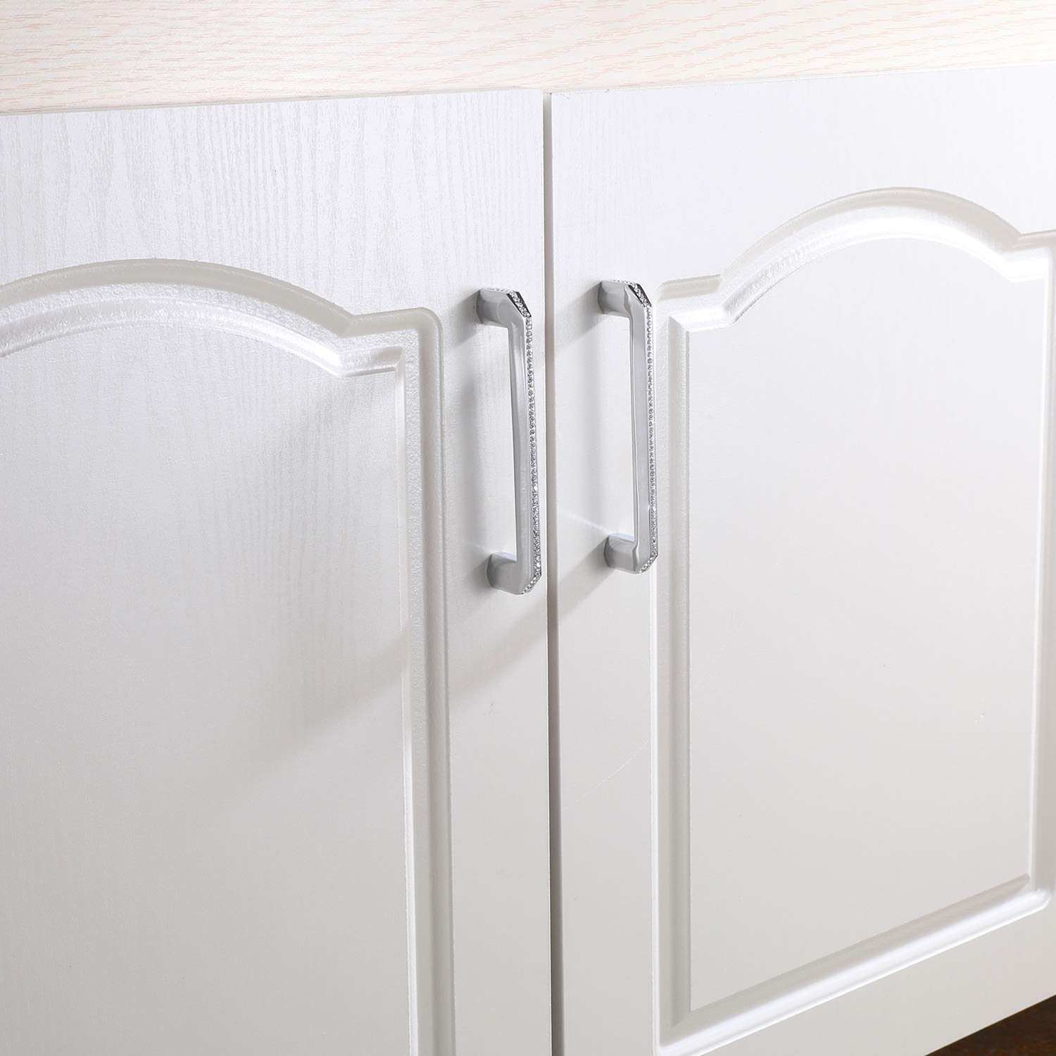 Modern Crystal Cabinet Knobs & Pulls - 2 Pack Silver Handles for Kitchen & Furniture