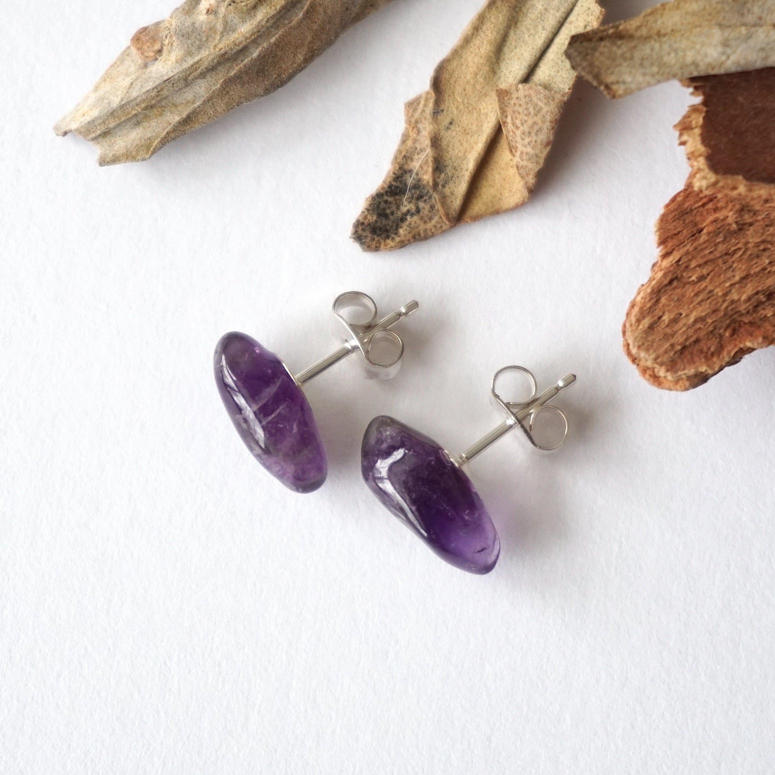 Dark Amethyst Stud Earrings for Women - Hypoallergenic Post Earrings for Sensitive Ears | Perfect for Everyday Wear, Work & Special Occasions