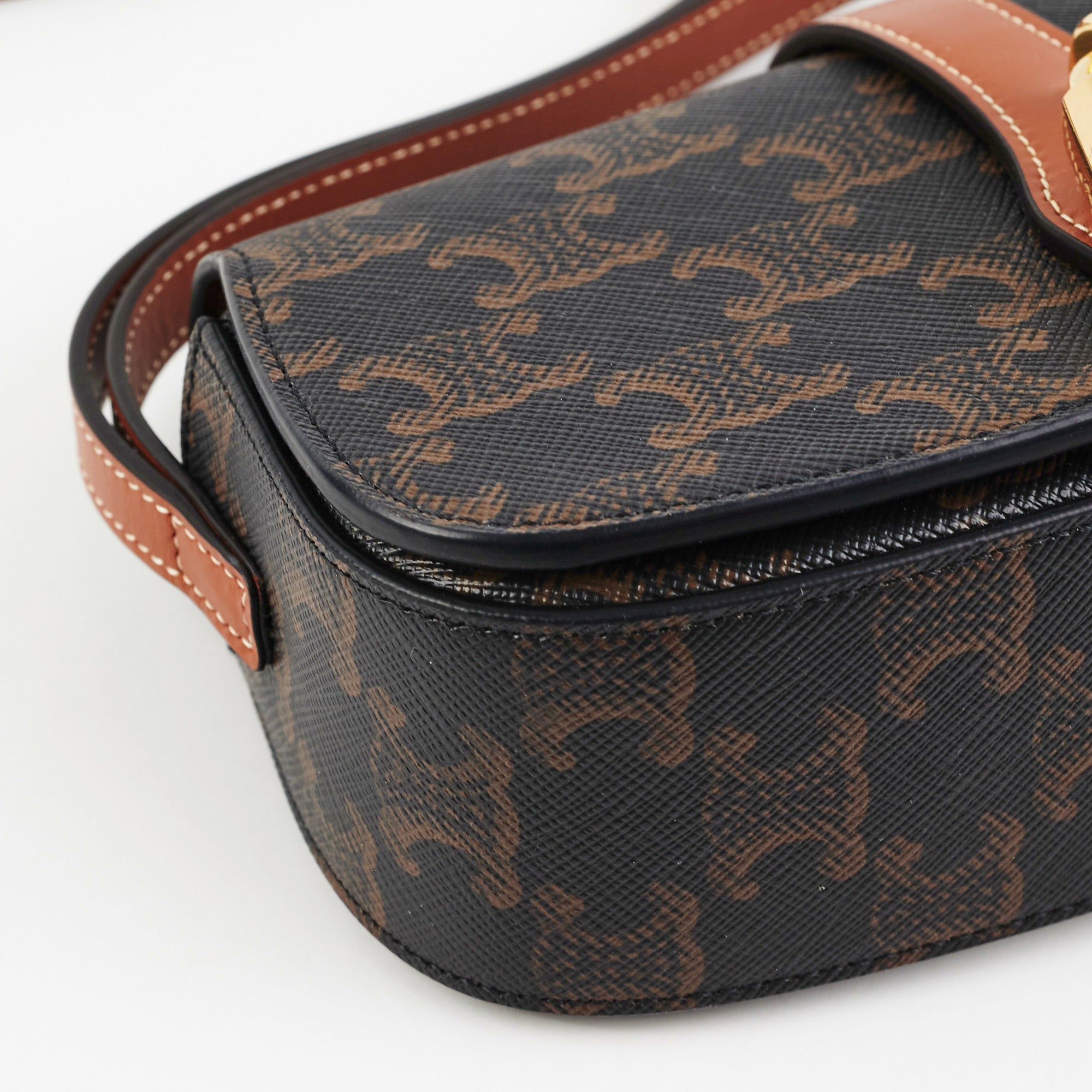 Celine Triomphe Calfskin Tan Clutch On Strap - Elegant Shoulder Bag for Women, Perfect for Evening Parties & Date Nights