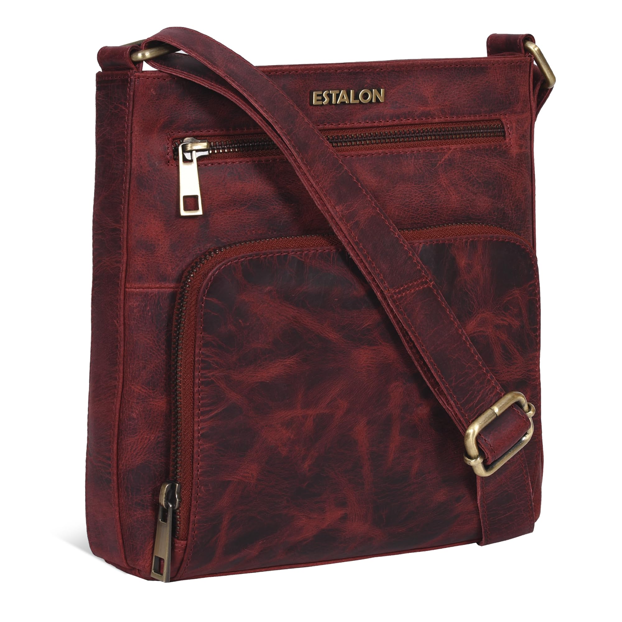 ESTALON Genuine Leather Crossbody Bag for Women - Adjustable Shoulder Strap, Medium Size Purse - Perfect for Work, Travel & Everyday Use