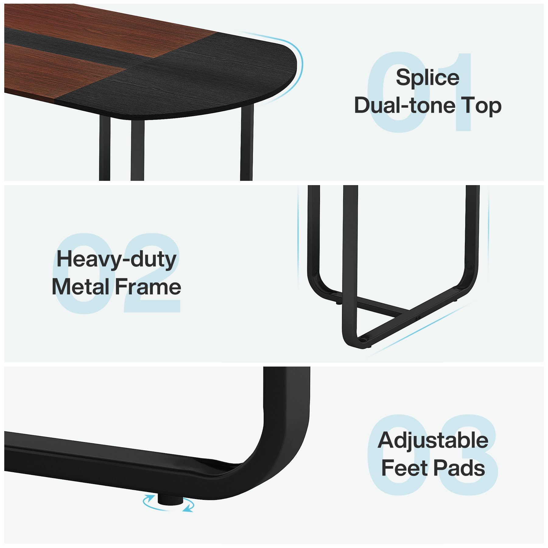 Tribesigns 6FT Modern Oval Conference Table - Walnut & Black Large Meeting Room Table for Office, Seminar & Team Collaboration | Perfect for Boardrooms, Training Sessions & Professional Workspaces