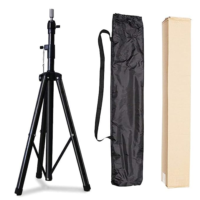 Pema Heavy Duty Adjustable Metal Wig Stand Tripod - Professional Mannequin Head Holder for Hair Extensions, Wigs Styling & Hairdressing Training - Perfect for Salon, Home Use & Cosplay (Black)