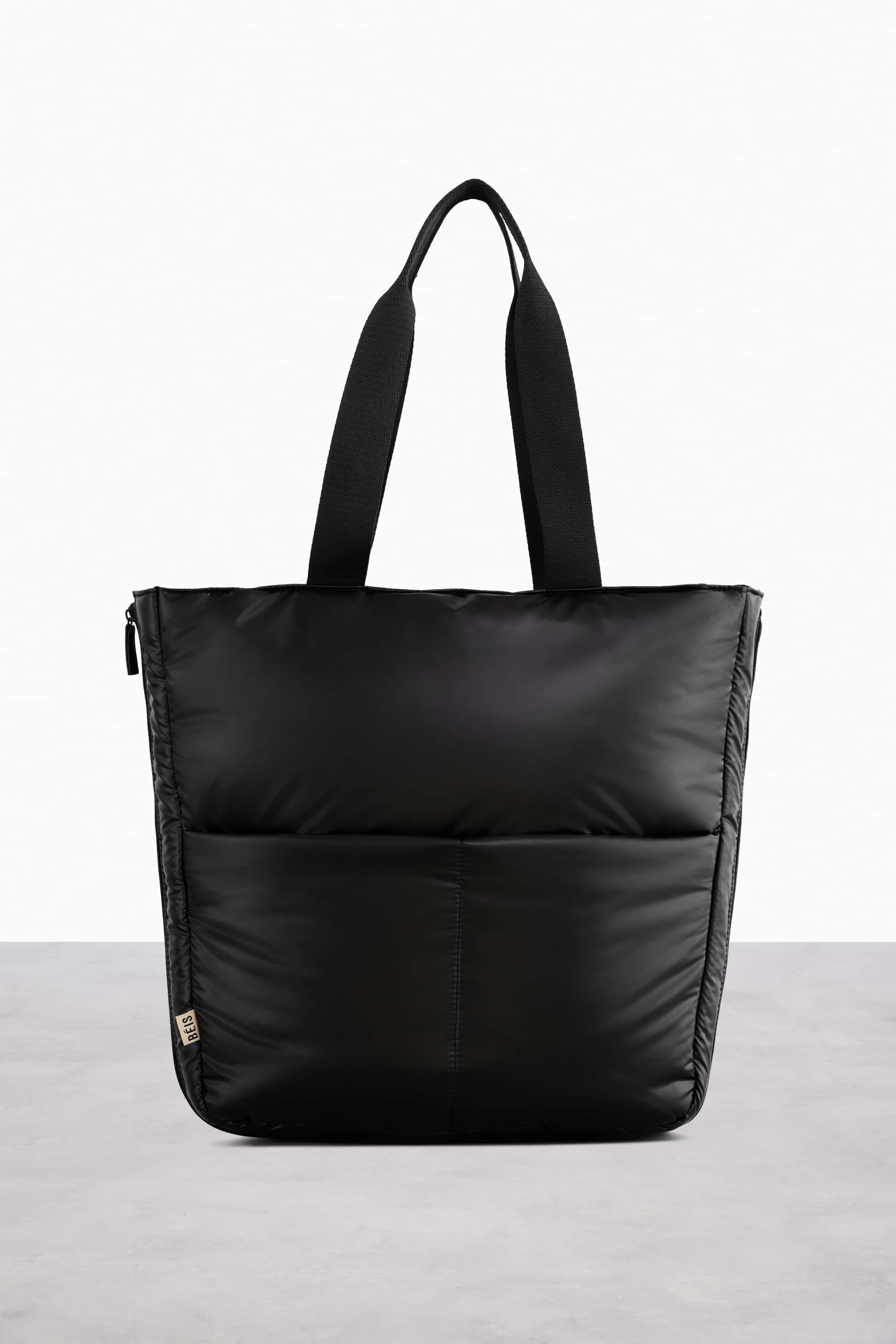 Black Expandable Tote Bag - Large Capacity Foldable Shopping Bag for Groceries, Travel & Beach - Stylish Reusable Carryall for Women