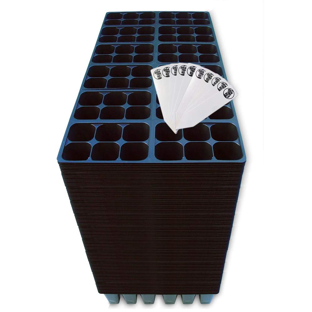 14,400 Cells Seedling Starter Trays (2,400 Trays; 6-Cells Per Tray) + 10 THCity Stakes - Bulk Seed Starting Kit for Indoor Gardening, Hydroponics & Greenhouse Planting - Perfect for Herbs, Vegetables & Flowers