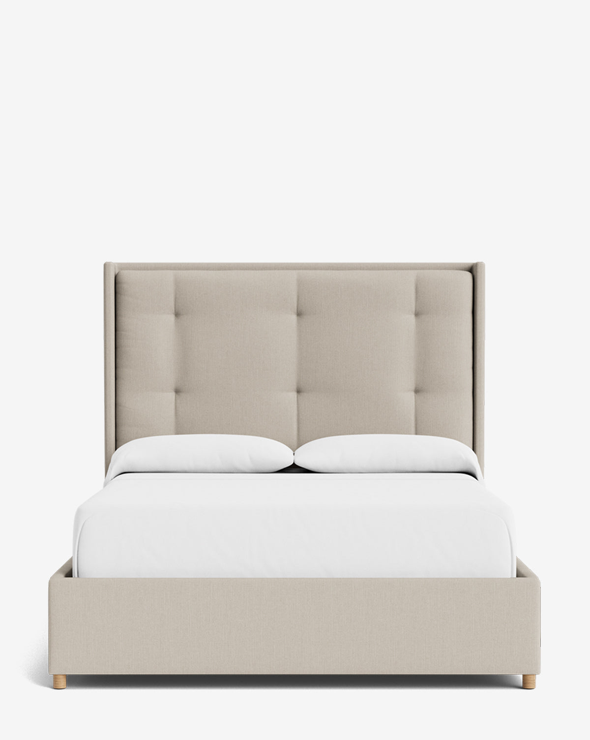 Luxury Ria Upholstered Bed Frame - Queen Size Platform Bed with Soft Fabric Headboard - Modern Bedroom Furniture for Master & Guest Rooms
