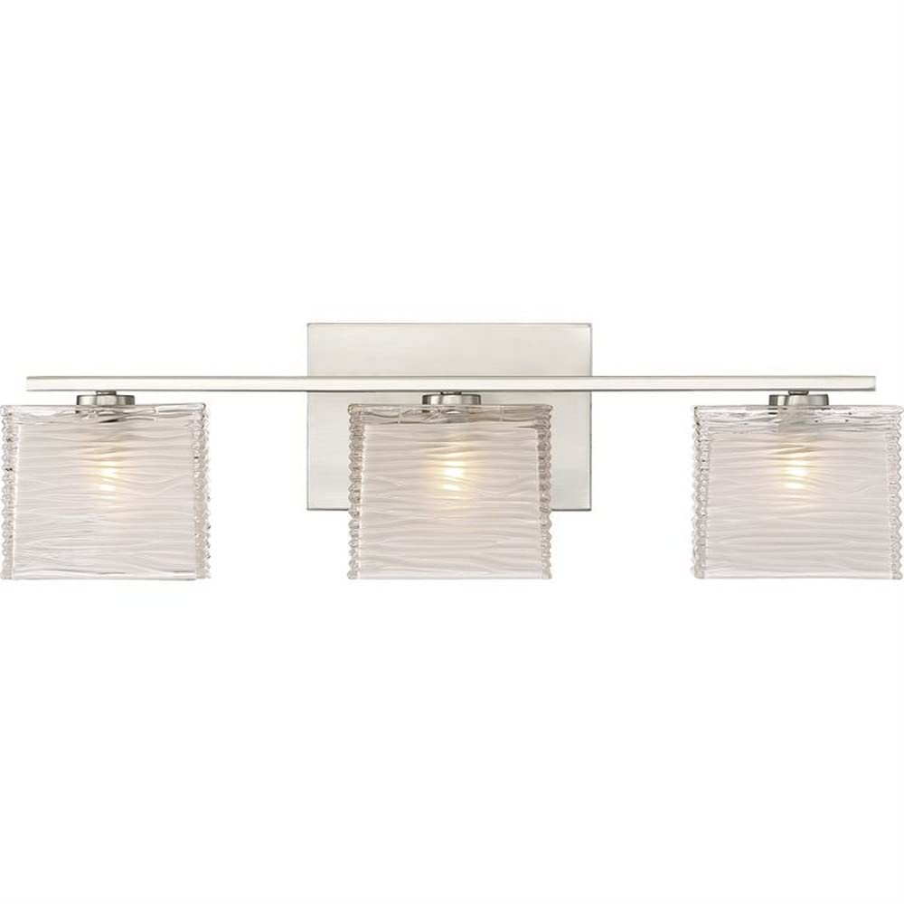 3-Light Brushed Nickel Transitional Bathroom Vanity Light Fixture - Modern Elegant Bath Light for Bathroom, Powder Room & Dressing Area - Model 71-BEL-4352171