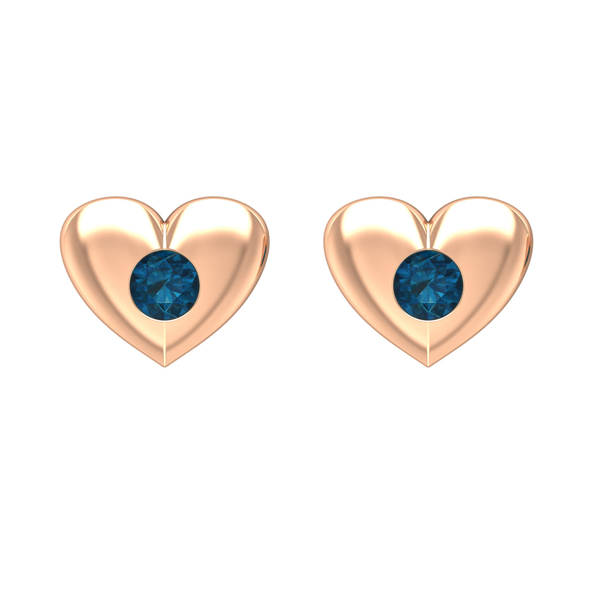 Blue Topaz Solitaire Earrings for Women - 14K Solid Gold London Blue Topaz Gypsy Set Stud Earrings, December Birthstone Jewelry - Perfect for Birthdays, Anniversaries & Special Occasions