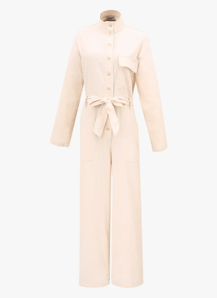 Ady Women's Corduroy Jumpsuit - Soft Stretch Comfortable Romper with Pockets, Cream Beige | Casual Outfit for Fall, Date Night & Streetwear Fashion