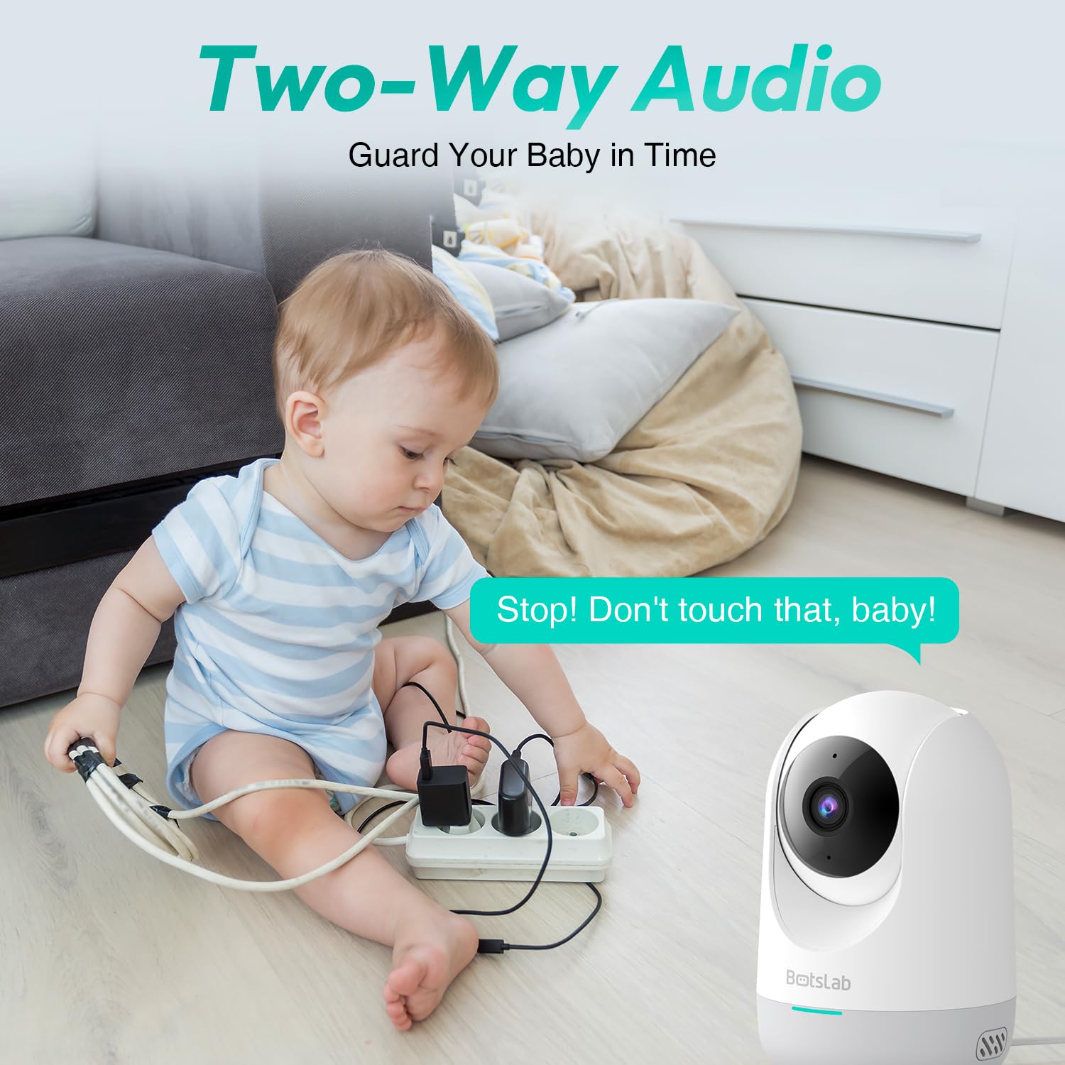 BOTSLAB C211 Indoor Security Camera - 1080P HD, Night Vision, Motion Detection, 2-Way Audio for Home & Office Surveillance - Monitor Kids, Pets, and Property 24/7