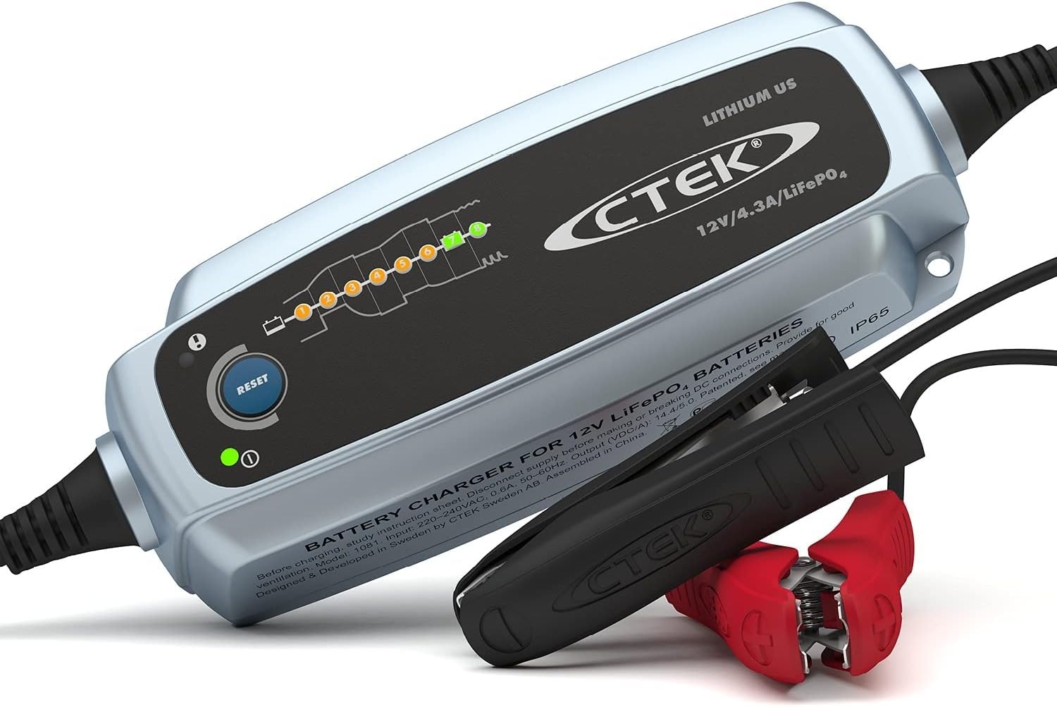 CTEK 56-926 LITHIUM US - Fully Automatic Lithium Ion Phosphate (LiFePO4) Battery Charger | 5.0Ah to 60Ah Capacity | Maintenance Charging up to 120Ah | Ideal for Motorcycles, ATVs, Boats & RVs | Perfect for Long-Term Storage & Winter Maintenance