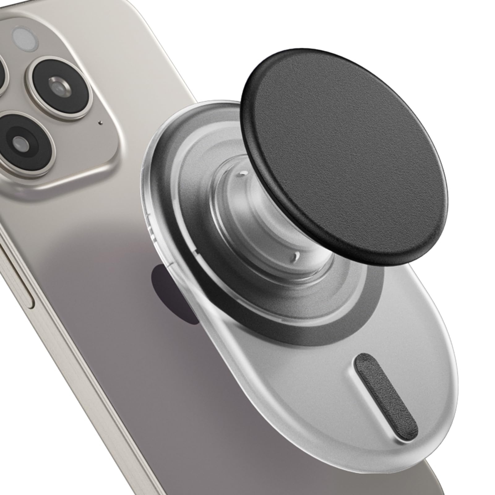 AUROX Magnetic Phone Grip Stand for MagSafe - Expandable Collapsible Kickstand Holder Compatible with iPhone 16/15/14/13/12 Series (Transparent Black) - Perfect for Hands-Free Viewing, Gaming, and Video Calls