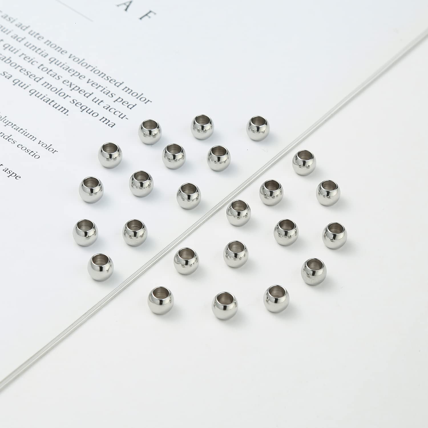 60 Pcs 304 Stainless Steel Smooth Round Spacer Beads with 4mm Hole - Seamless Loose Beads for DIY Bracelet & Jewelry Making - Perfect for Crafting, Necklaces, Earrings and Keychains
