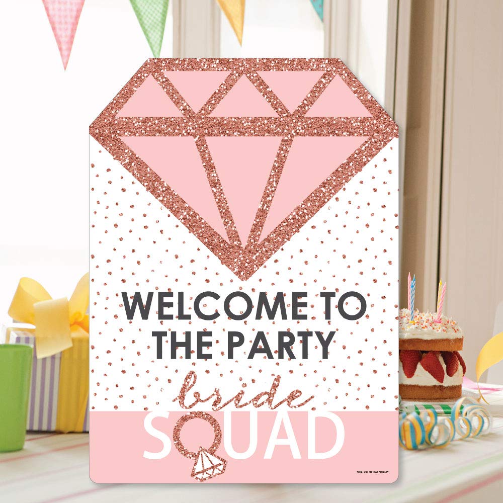 Rose Gold Bridal Shower Welcome Sign - Bride Squad Party Decorations for Bachelorette & Wedding Events - Outdoor Yard Sign for Bridal Party Decor