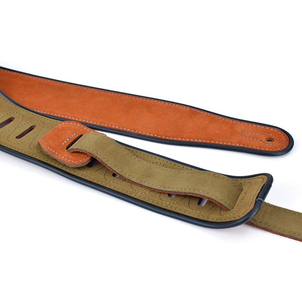 Premium CLOUDMUSIC Leather Guitar Strap - Wide Suede Strap for Bass, Acoustic & Electric Guitars (Classic Brown) - Comfortable & Durable for Live Performances & Studio Sessions