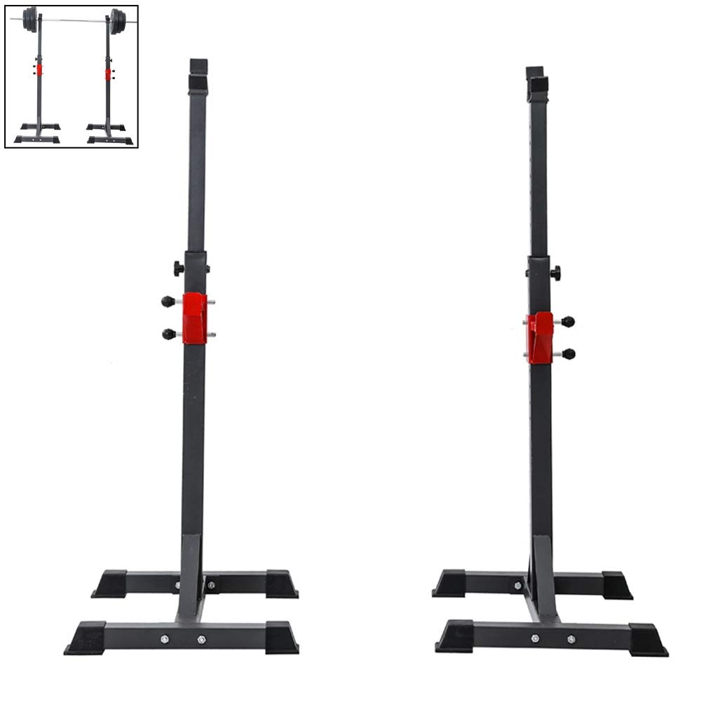 Adjustable Split Squat Rack with Barbell Holder - Heavy Duty Bench Press Stand for Home Gym, Weight Training Equipment for Strength & Fitness Workouts - Perfect for Squats, Deadlifts & Powerlifting Exercises