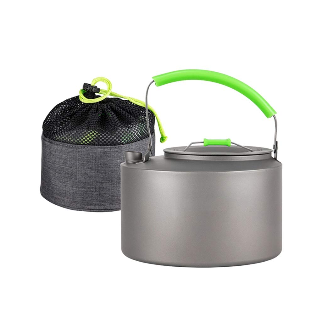 Premium Titanium Camping Kettle - 15x10cm Lightweight Portable Teapot for Hiking, Backpacking & Travel - Outdoor Coffee Pot for Camp Kitchen, Car Trips & Picnics (Gray) - Durable & Health-Safe Titanium Tea Kettle for Adventure Enthusiasts
