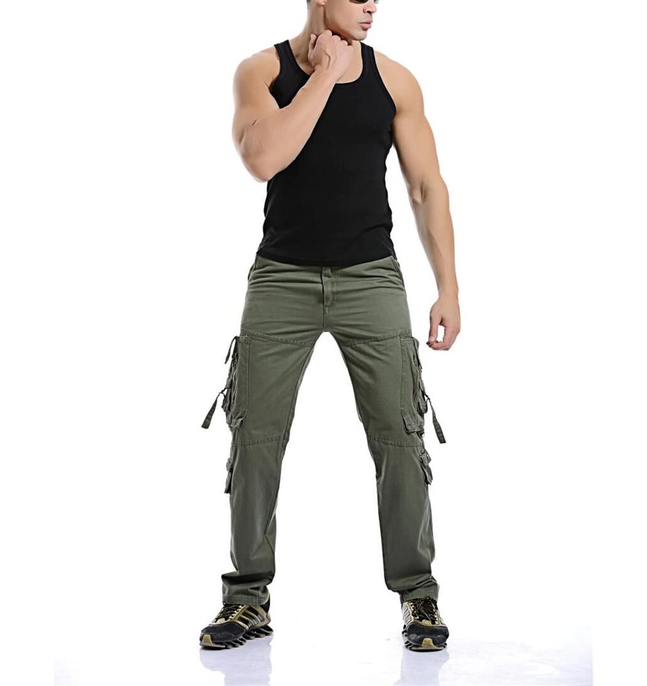 Men's Military Tactical Cargo Pants - Multi-Pocket Washed Cotton Overalls with Loose Fit | Outdoor Hiking, Camping & Work Wear