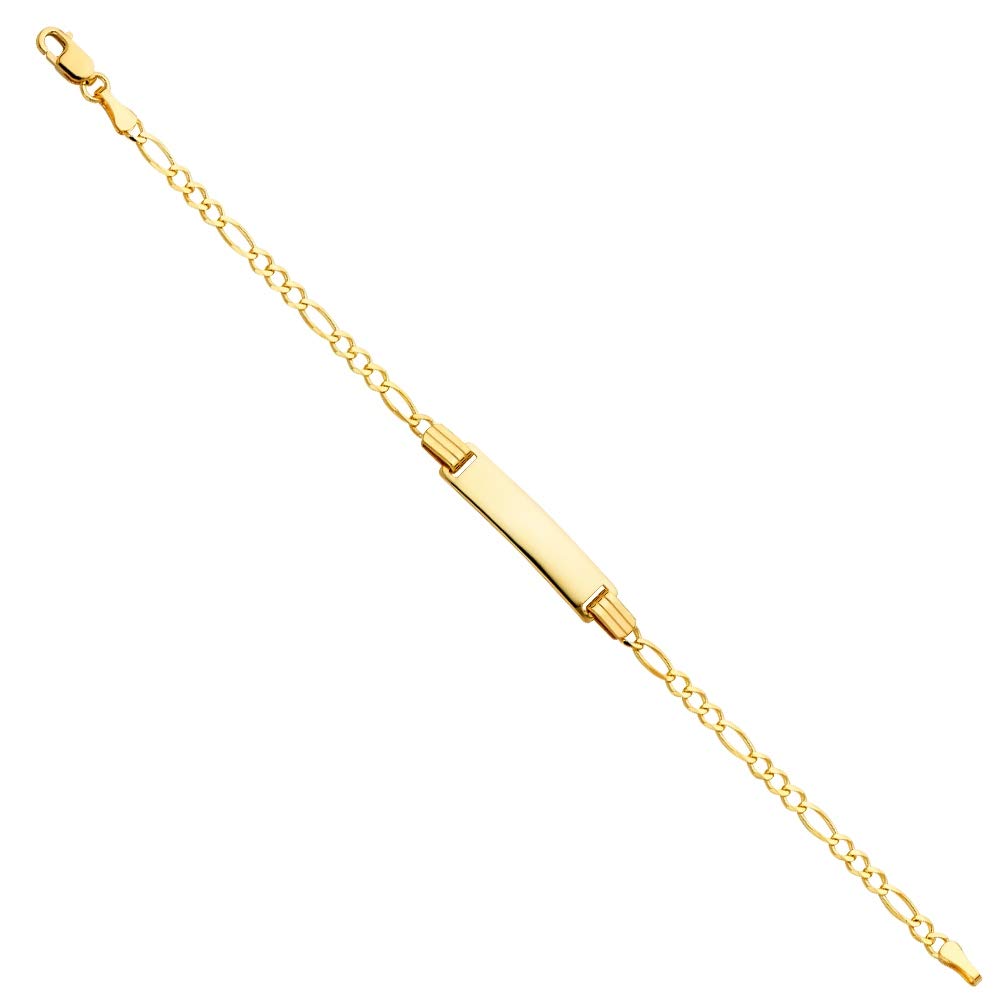 14K Yellow Gold 2.6mm Figaro Chain Link Bracelet for Women, Men & Kids - Adjustable ID Jewelry Gift for Birthday, Anniversary & Graduation | Perfect for Everyday Wear, Special Occasions & Layering