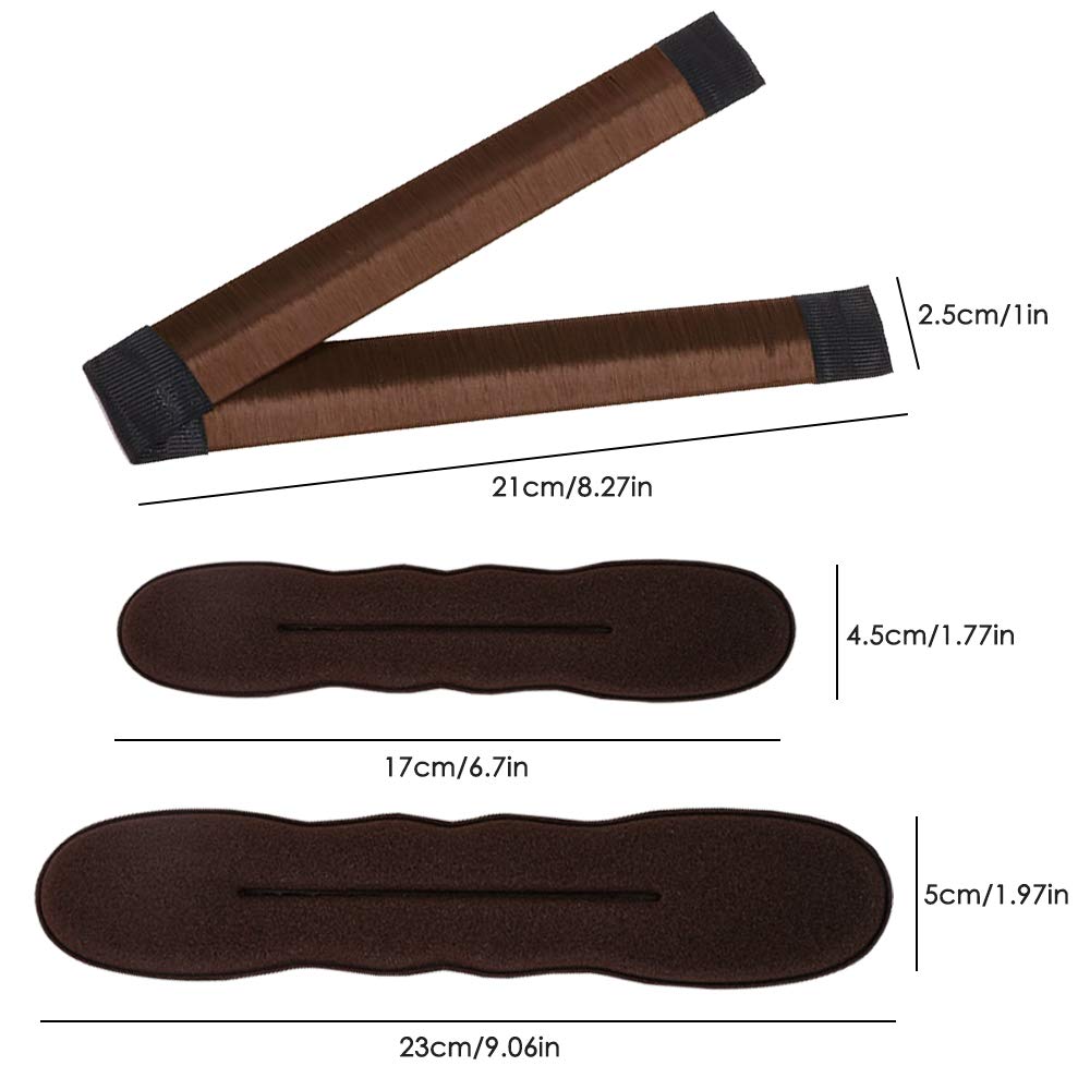 3 Pack Magic Bun Maker & 4 Pack Foam Sponge Bun Maker Set - YuCool Mini Donut Hair Shaper for Kids & Adults - Easy Ballet Bun Tool for Thin Hair (2 Small, 2 Large, Brown) - Perfect for School, Dance, Parties & Everyday Hairstyles