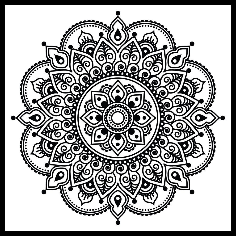 Magic Murals Mehndi Indian Mandala Colorable Wall Mural - Large Adult Coloring Wallpaper for Stress Relief & Home Decor - Perfect for Meditation Rooms, Bedrooms, and Creative Spaces