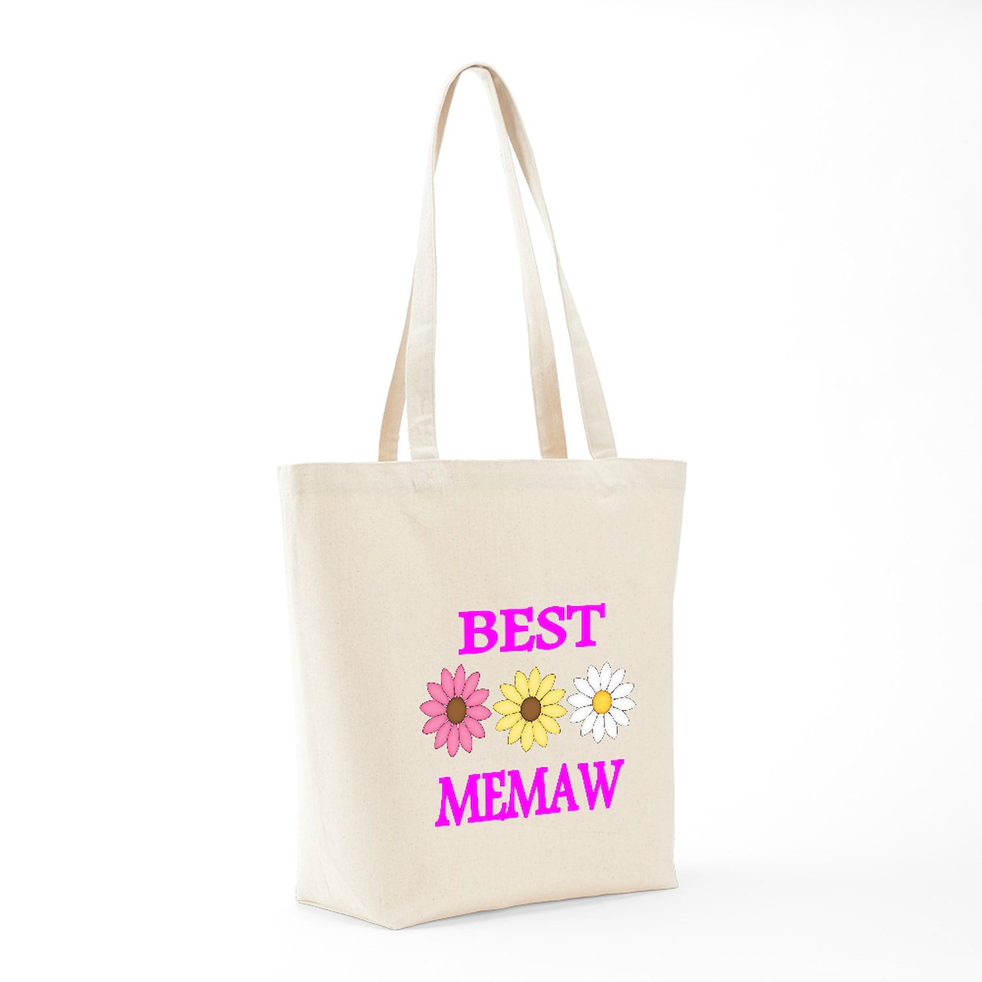 Best Memaw with Flowers Tote Bag - Natural Canvas Reusable Shopping Bag for Groceries, Beach & Everyday Use