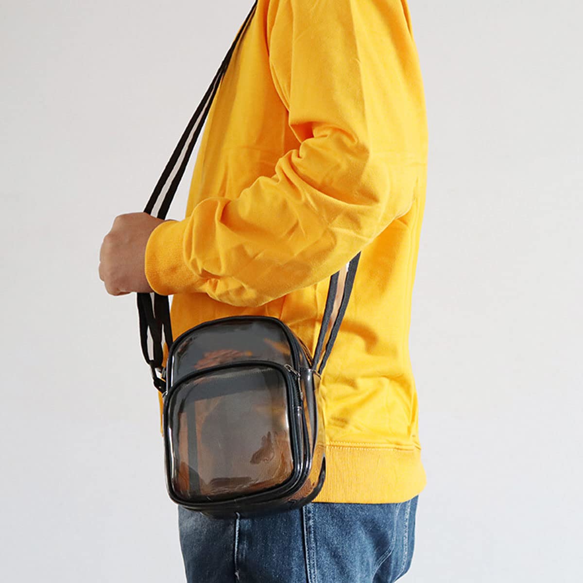 Clear Mini Messenger Bag for Men & Women - Transparent PVC Shoulder Bag Crossbody Satchel - Perfect for Travel, Work & Everyday Use