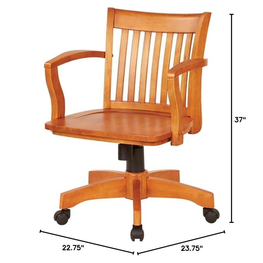 Premium Wooden Banker's Office Chair - Ergonomic Fruit Wood Seat for Home & Office - Comfortable Executive Desk Chair for Professionals & Workspaces