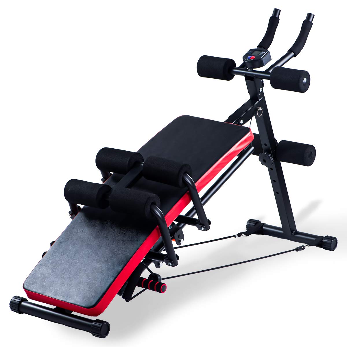 KESHWELL Adjustable Ab Workout Machine for Home Gym - Core Strength Training Equipment with Resistance Bands, LCD Display & Foldable Sit Up Bench | Perfect for Abs Exercise, Full Body Workout & Home Fitness Training