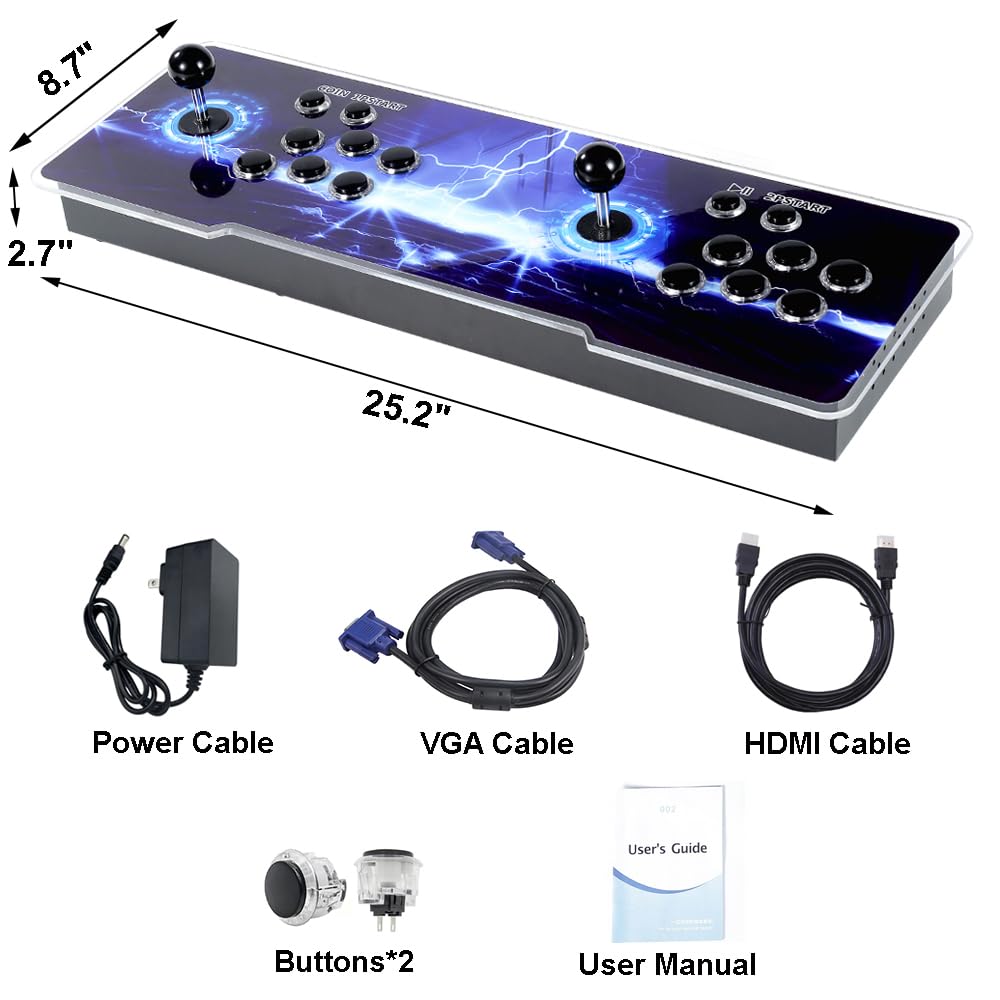 Arcade Games Console 26800-in-1 Retro Gaming System with 1280x720 HD, 3D Games, Search/Save/Hide/Suspend Features, 4-Player Multiplayer - Compatible with PC, Projector & TV (Thunder Edition) - Perfect for Home Entertainment, Parties & Retro Gaming Enthusiasts