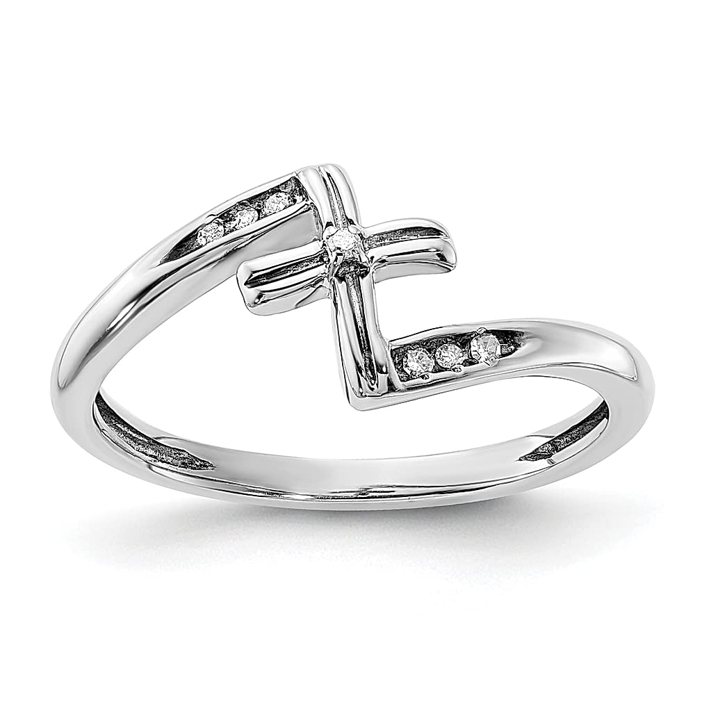 925 Sterling Silver Diamond Cross Ring for Women - Elegant Religious Jewelry Gift for Her - Perfect for Baptism, Confirmation, and Special Occasions