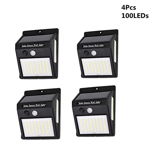 20-100 LED Solar Outdoor Lights with PIR Motion Sensor - Waterproof Solar Powered Wall Lamp for Garden, Street, Pathway - 4Pcs 100Leds - Perfect for Patio, Yard, Driveway & Landscape Lighting