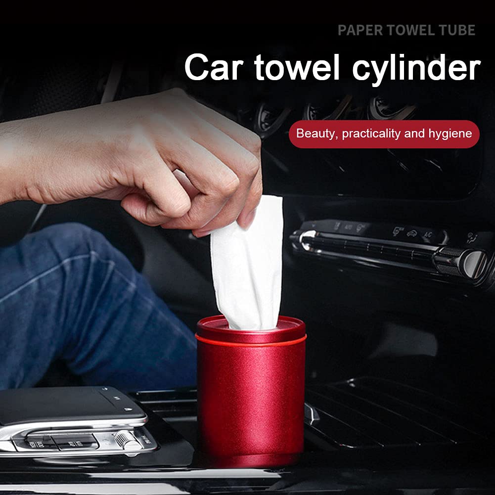 Premium Aluminum Alloy Tissue Box Holder - Round Cylinder Design with Pump Dispenser for Car, Home & Office | Multi-Functional Silver Tissue Case | Perfect for Vehicles, Desks & Living Rooms