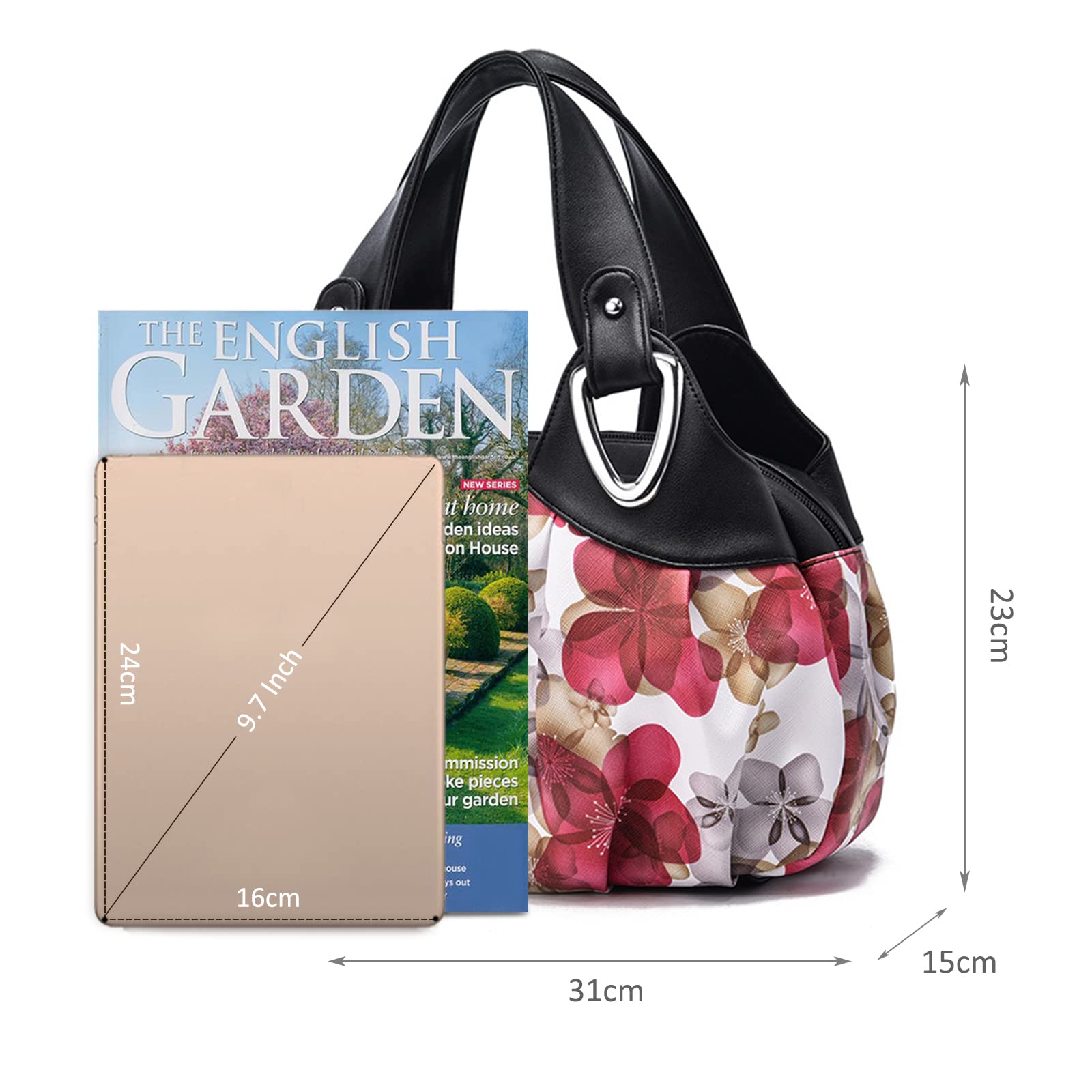 Elegant Women's Floral PU Leather Shoulder Bag - NICOLE & DORIS Fashion Top Handle Handbag for Ladies | Perfect for Work, Party & Daily Use