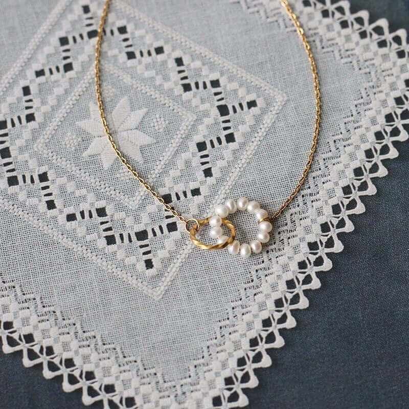 18K Gold Freshwater Pearl Link Chain Necklace for Women - Elegant Layered Jewelry Gift for Wedding, Anniversary & Special Occasions