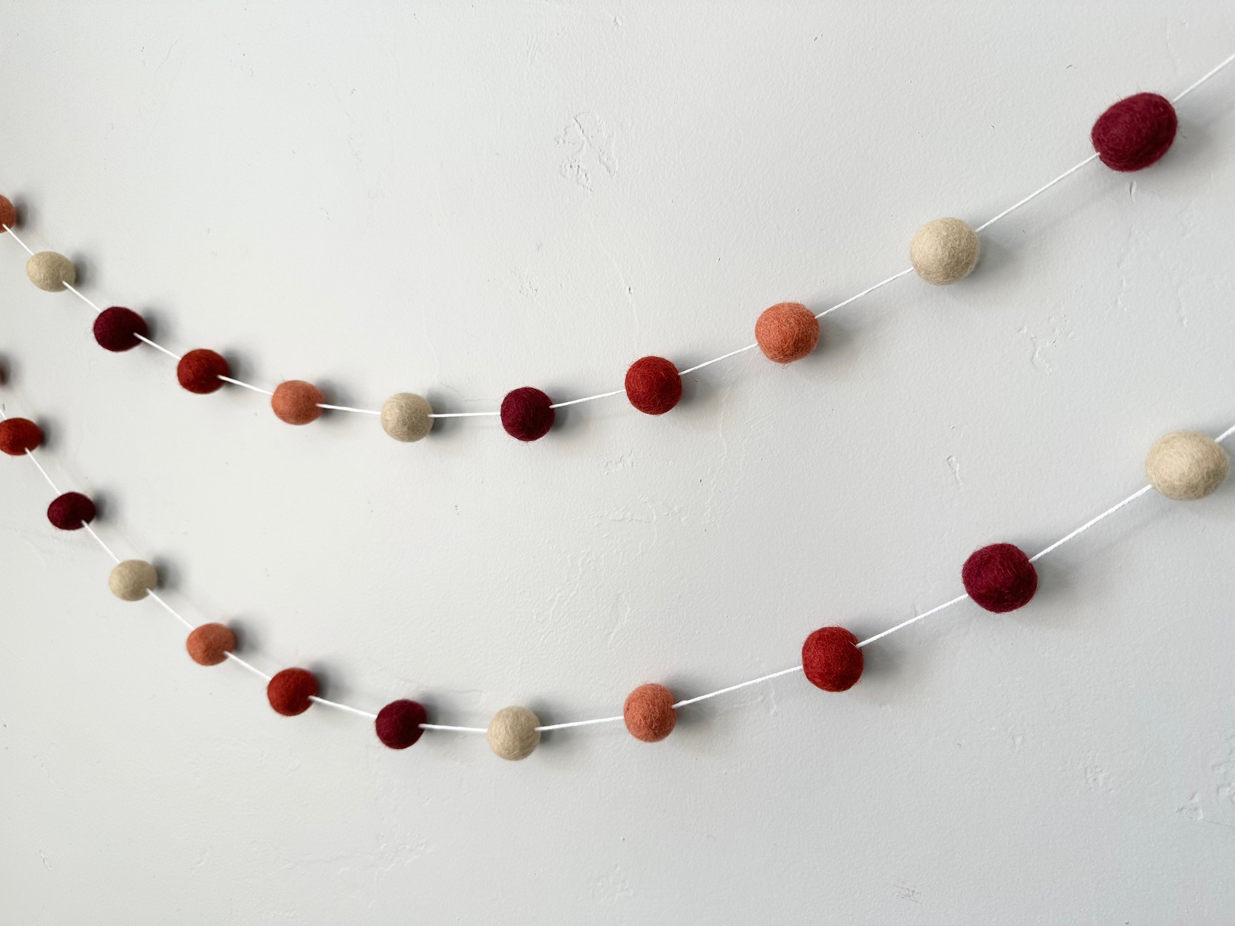 Vibrant Ombre Felt Ball Garland - Handmade Decoration for Nursery, Wedding, Party & Home Decor | Perfect for Baby Showers, Christmas Tree, and Wall Hangings