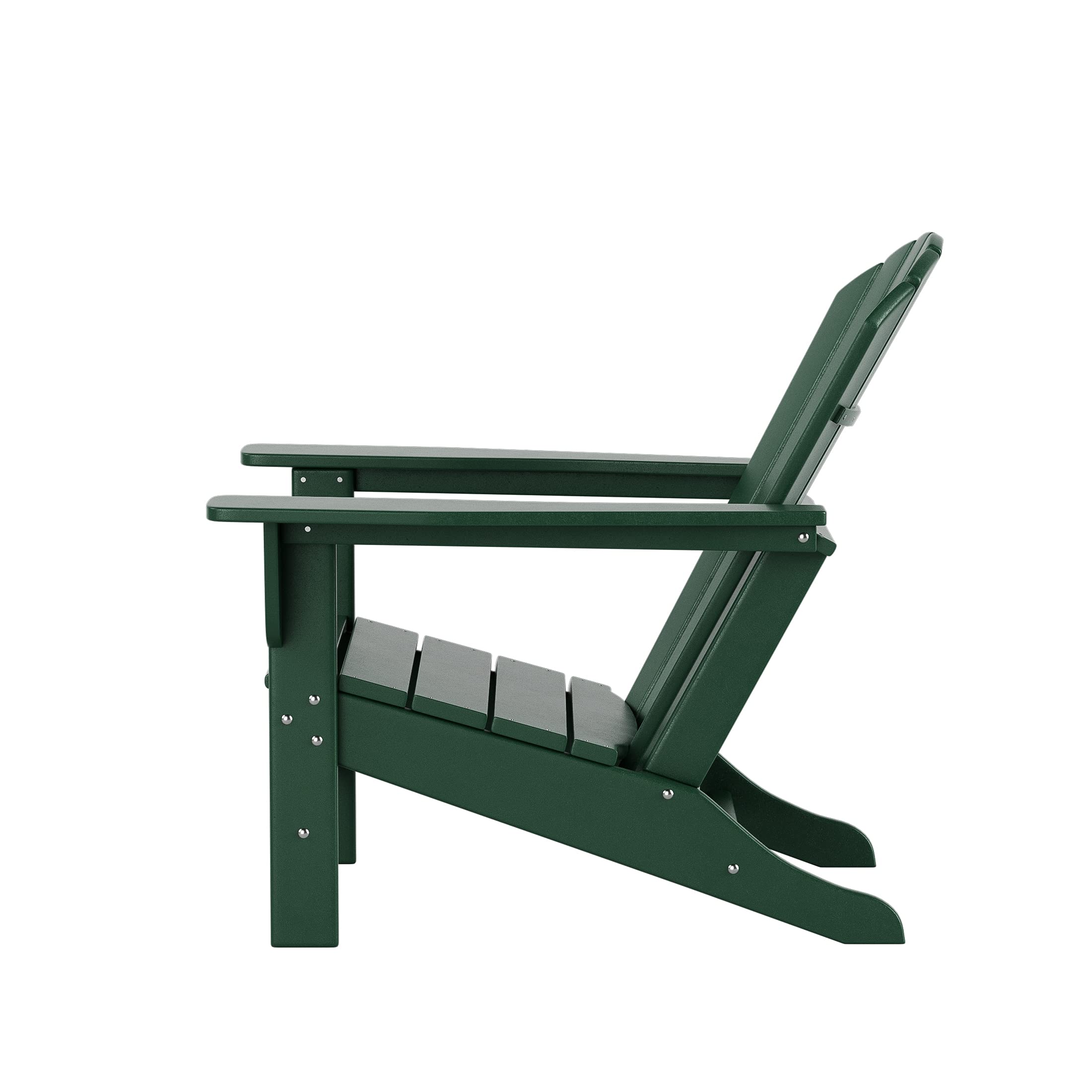 2-Piece WO Home Outdoor Adirondack Chair Set with Side Table - Durable Poly Lumber Retro Patio Furniture for Beach, Garden, Backyard & Balcony - Dark Green | Perfect for Relaxing, Sunbathing & Outdoor Entertaining