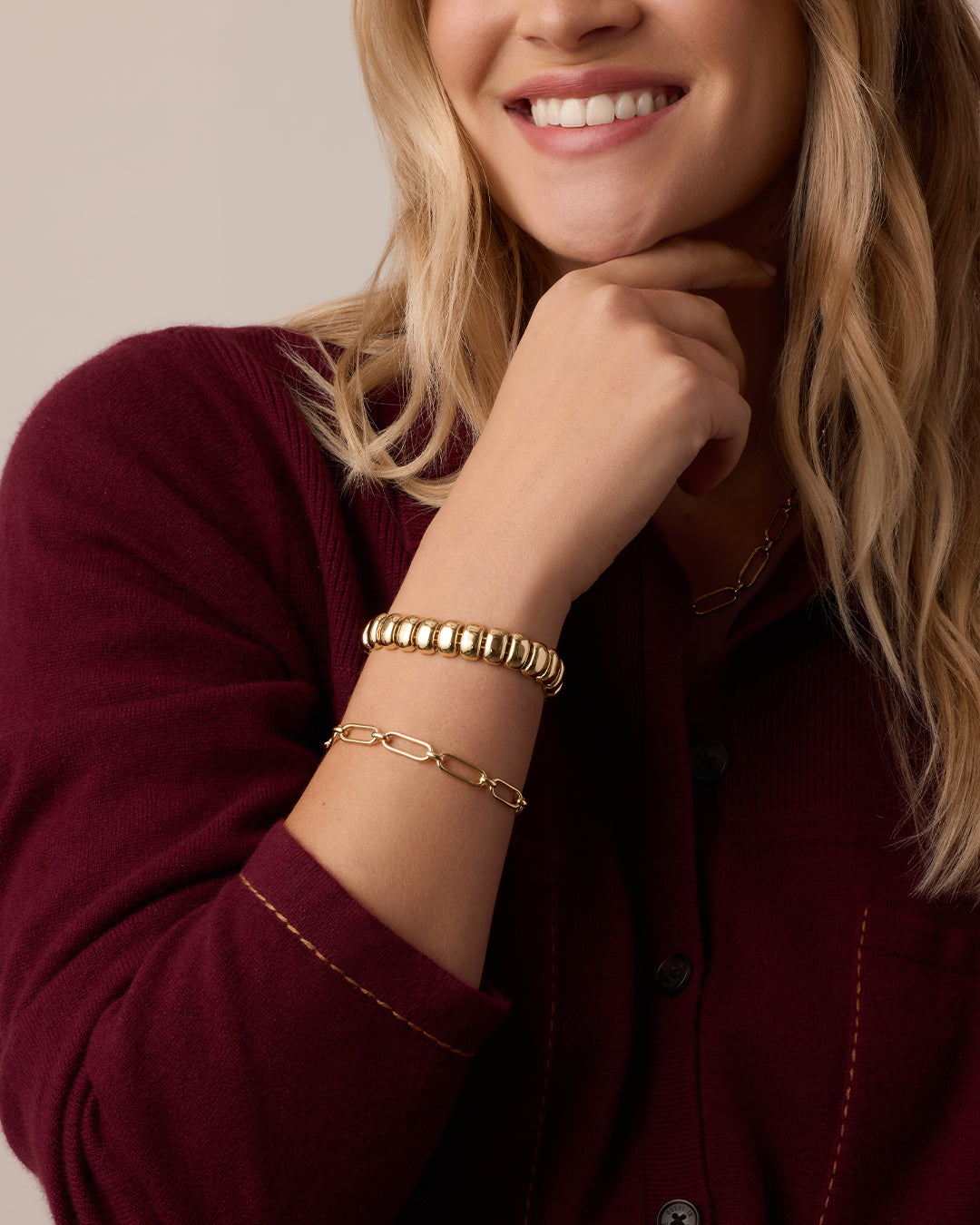 Zoey Statement Link Bracelet for Women - Elegant Gold-Tone Chain Bracelet with Adjustable Clasp - Perfect for Parties, Weddings & Everyday Wear