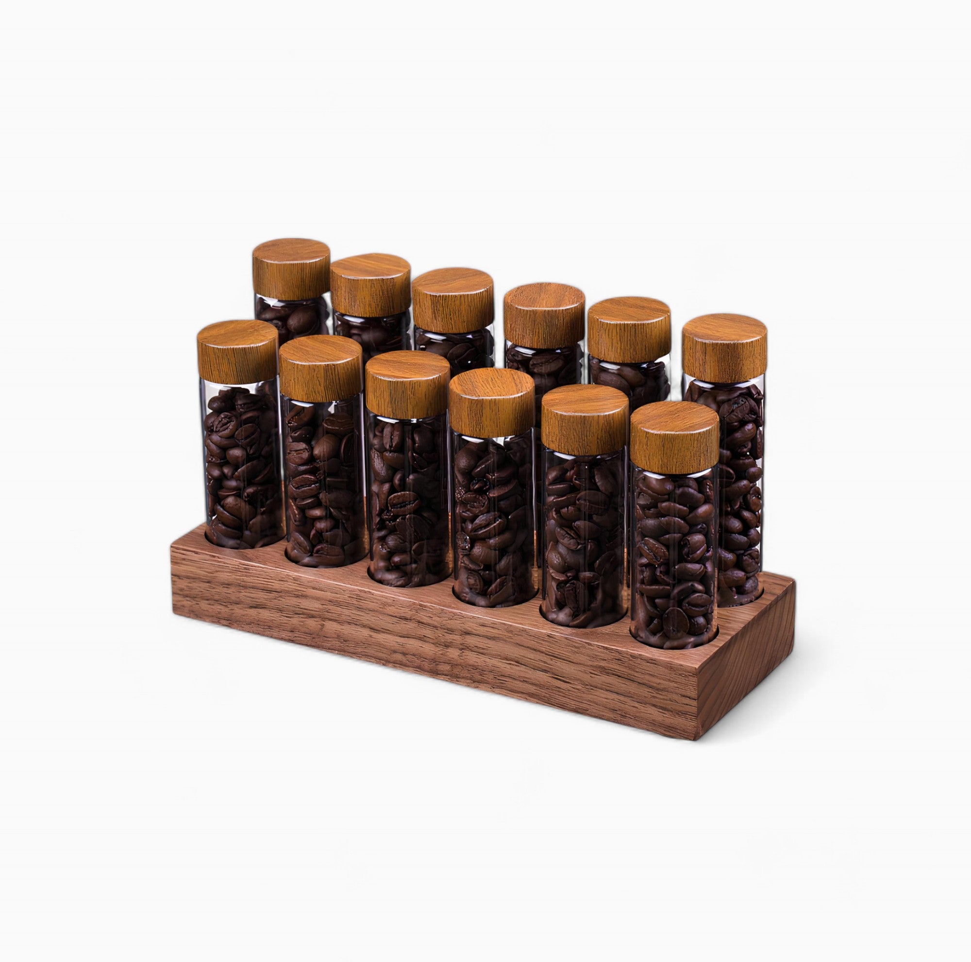 Premium Airtight Coffee Beans Storage Container - Glass Tube Display Rack for Kitchen Countertop - Perfect for Whole Bean Coffee Storage & Barista Style Home Brewing Station