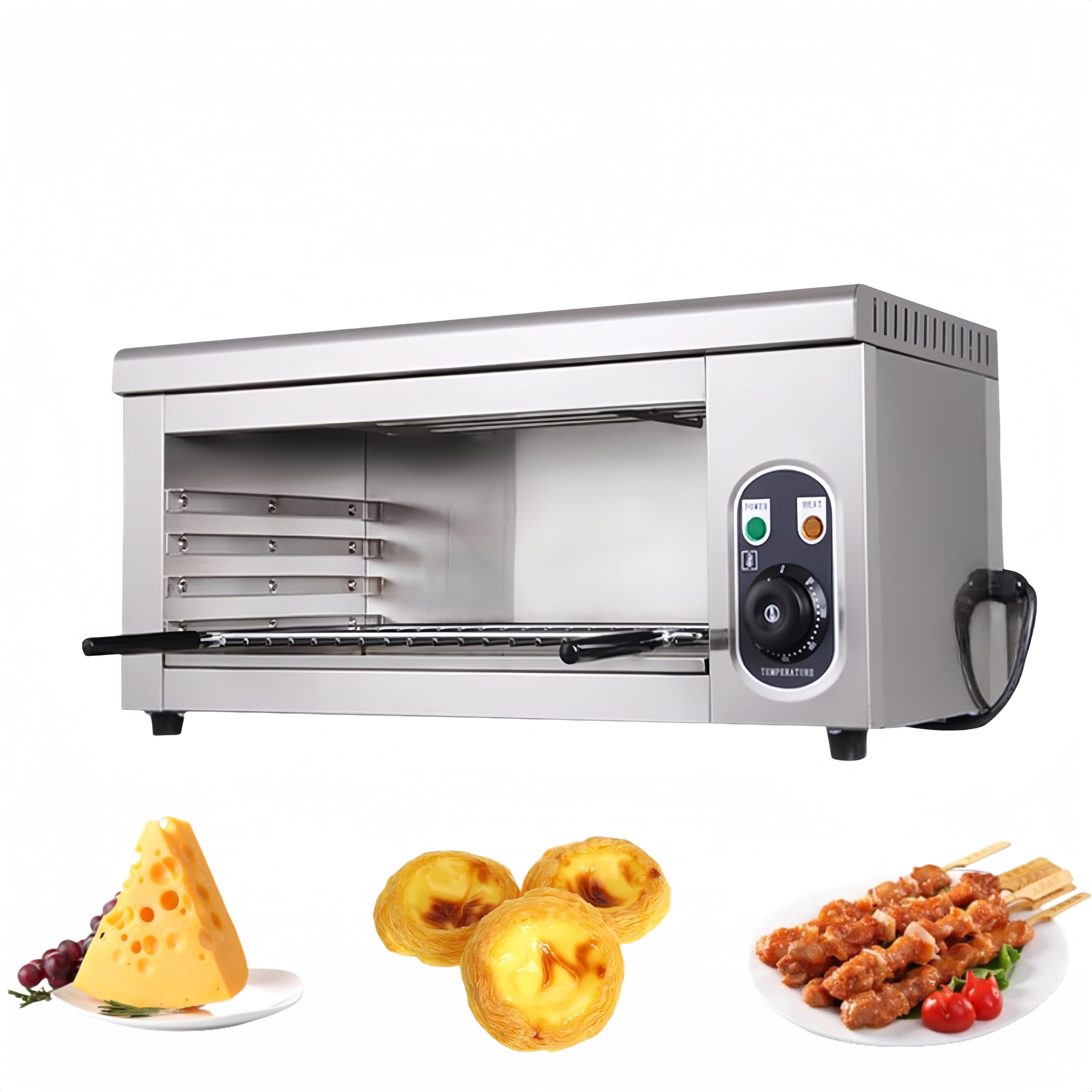 Commercial Electric Cheese Melt Oven - 110V 2000W Stainless Steel Cheese Warmer with 120-570°F Temperature Control - Perfect for Melting Cheese, Grilling Sandwiches, Cooking Steaks & Meats - Ideal for Restaurants, Food Trucks & Home Kitchens (White)