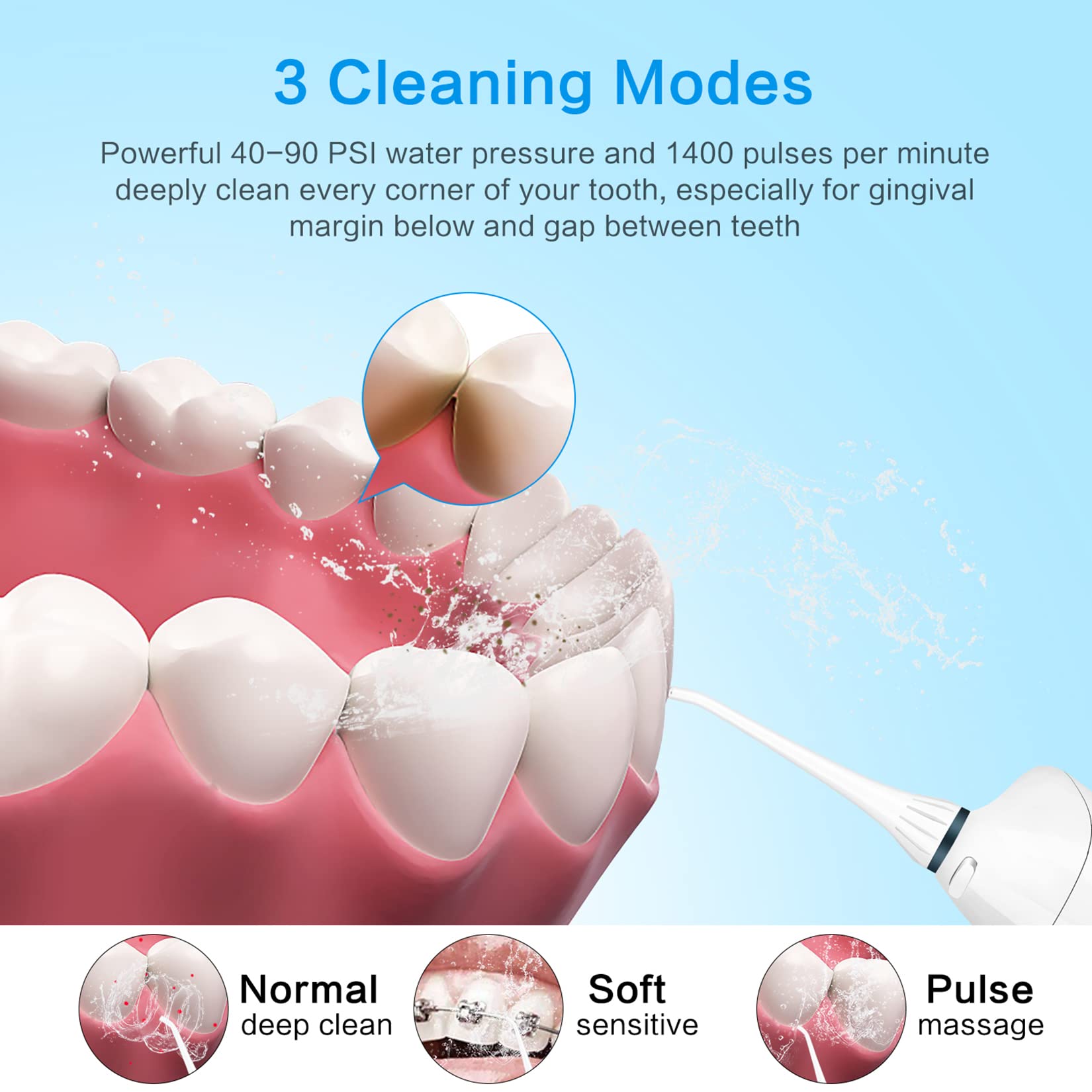 TOVENDOR Cordless Rechargeable Water Flosser - 300ML IPX7 Waterproof Dental Oral Irrigator with 5 Nozzle Tips for Braces, Teeth & Gum Care - Portable Teeth Cleaner for Travel, Home & Office Use - Perfect for Daily Oral Hygiene & Fresh Breath Maintenance